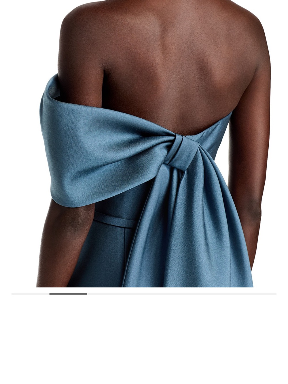Amsale Steel Blue One-Shoulder Bow Mermaid Gown - Picture 2 of 4